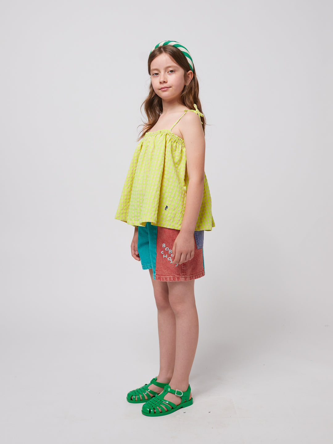 Fille avec Top pour enfant en tissu vichy jaune