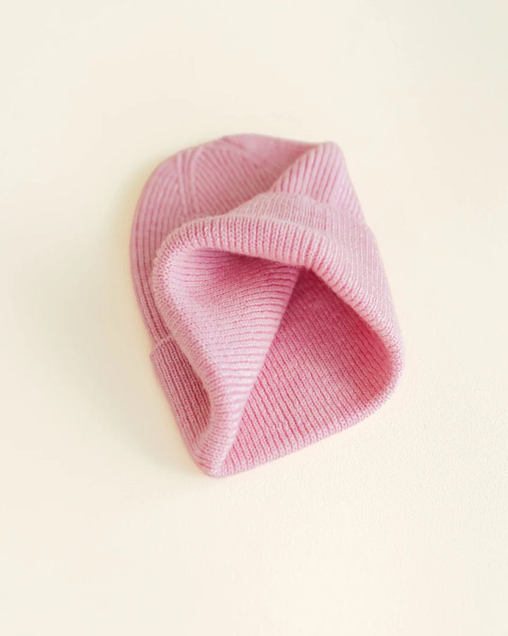 Tuque Hvid en laine mérinos rose