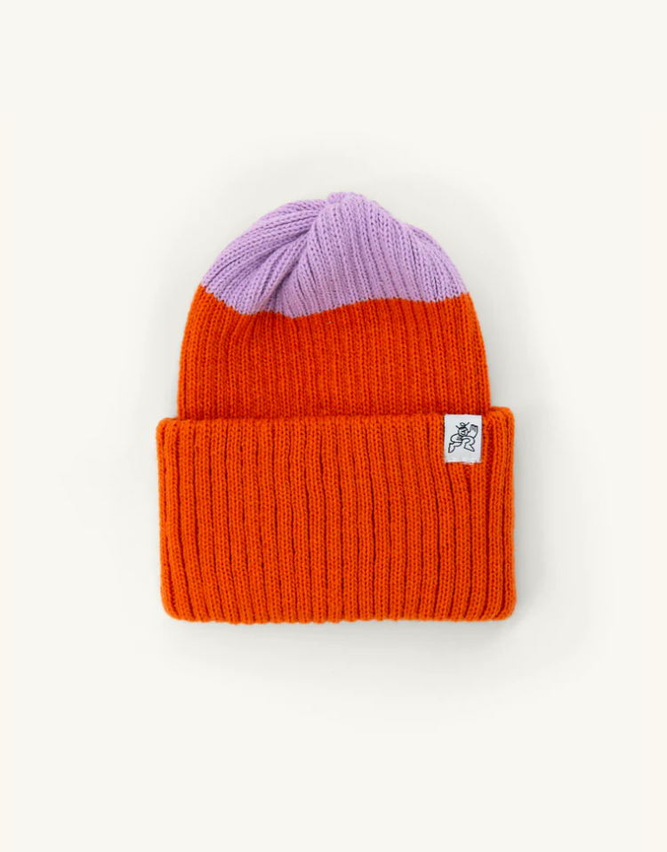 Tuque bicolore orange et lilas