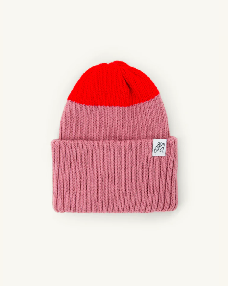 Tuque bicolore rose et framboise