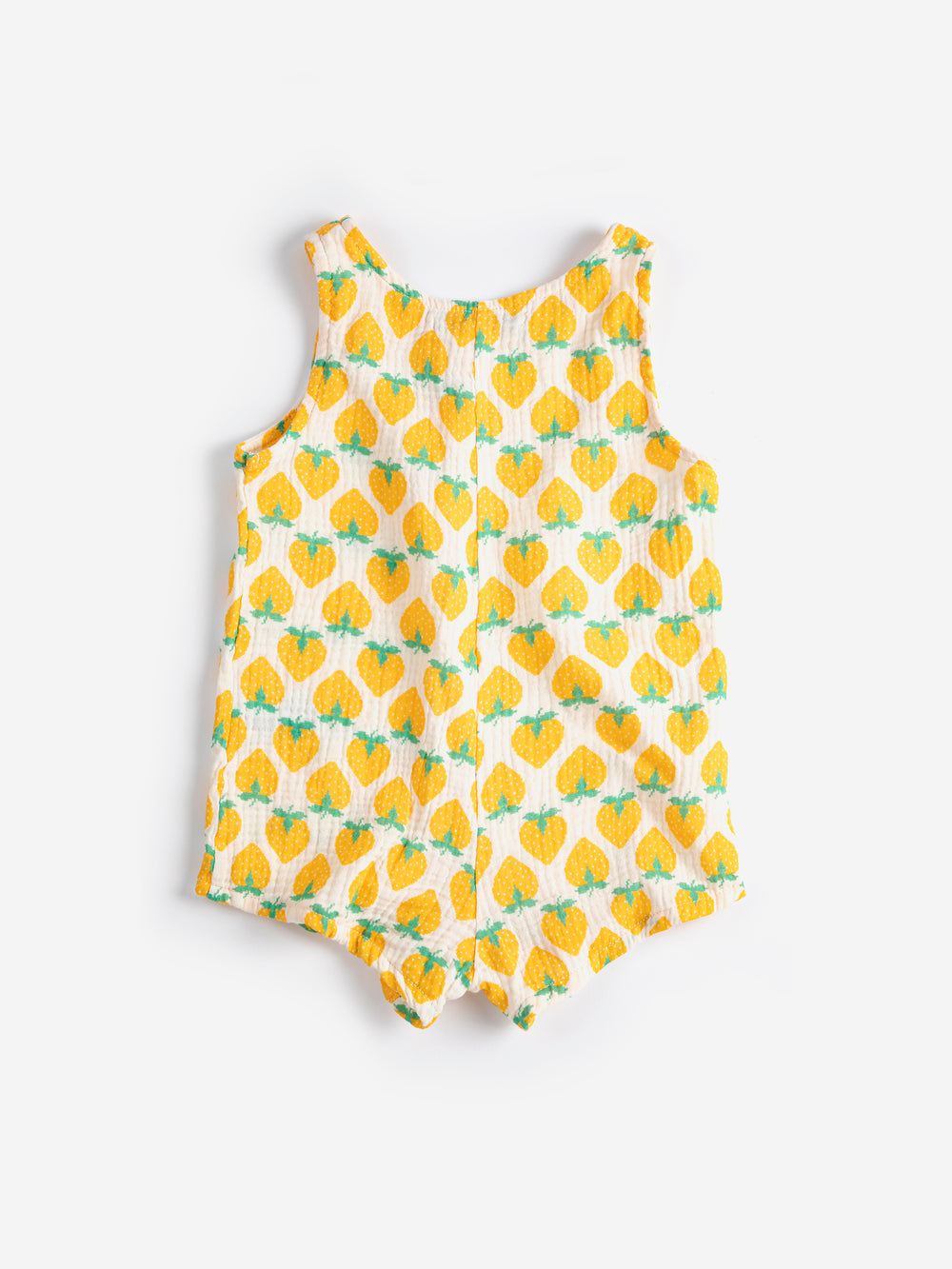 Une-pièce Bobo Choses en coton blanc imprimé fraises jaunes