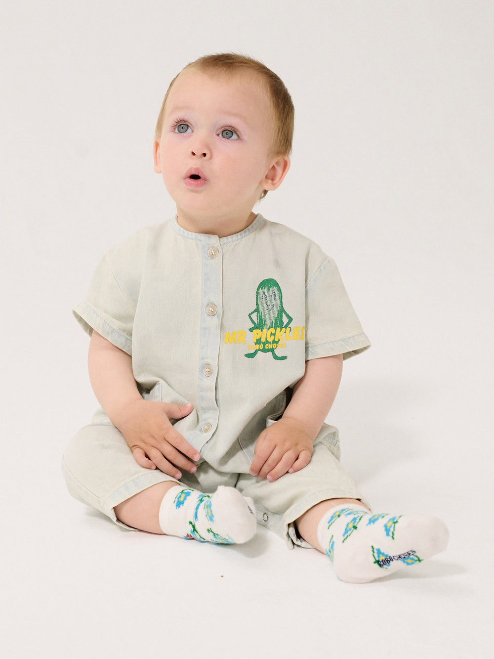 Bébé avec Une-pièce en denim Bobo Choses avec imprimé Mr Pickles 