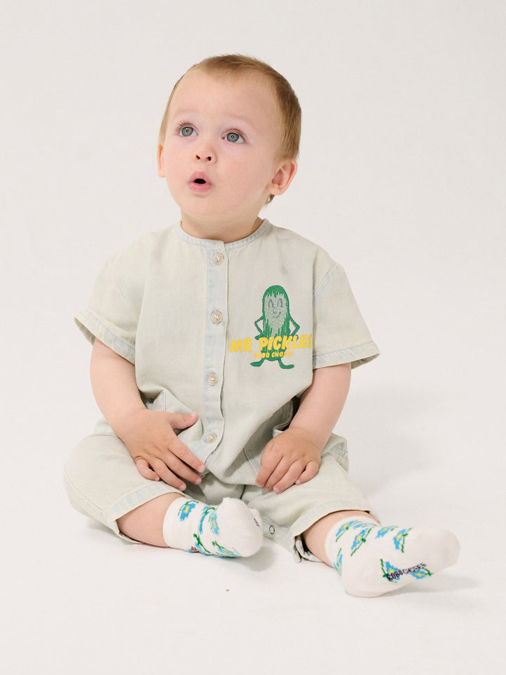Bébé avec Une-pièce en denim Bobo Choses avec imprimé Mr Pickles 