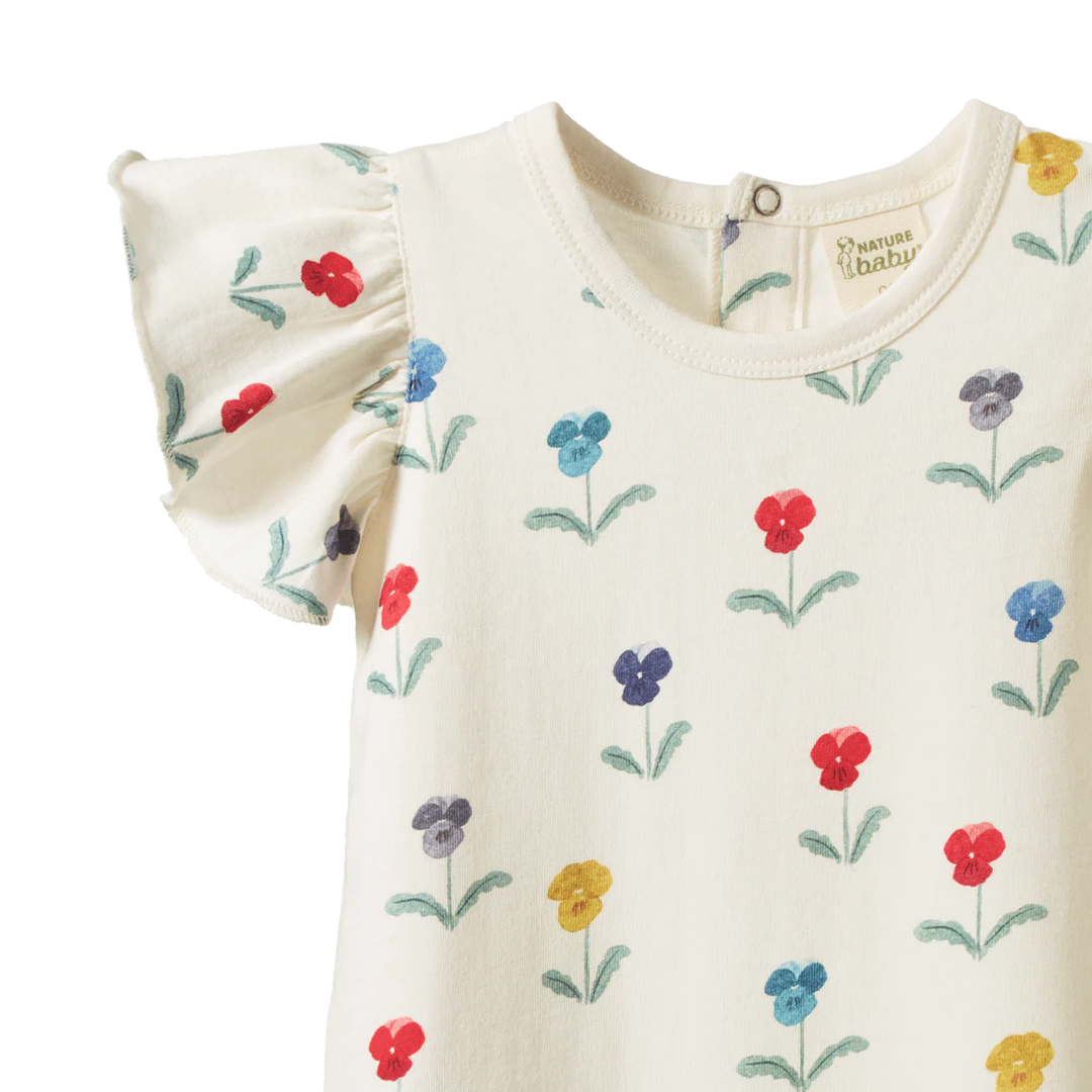 Une-pièce Nature Baby en coton blanc imprimé fleurs