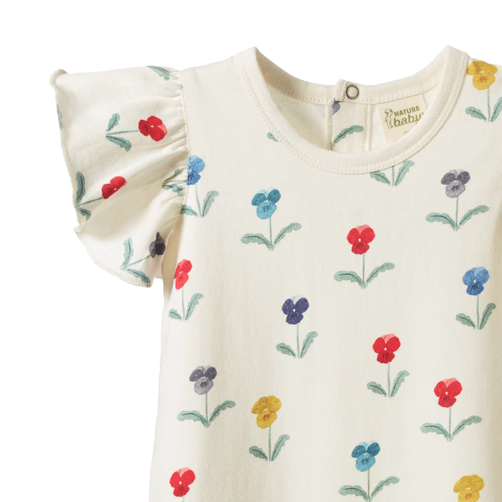 Une-pièce Nature Baby en coton blanc imprimé fleurs