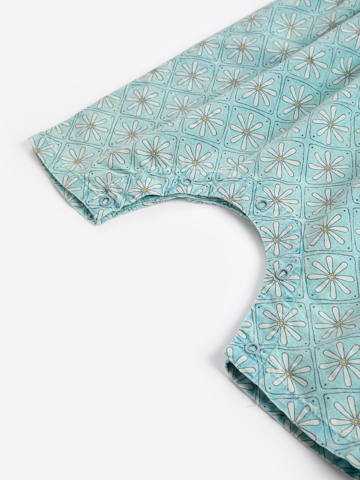 Jambes d'Une pièce Bobo Choses en coton bleu pâle avec imprimé marguerites