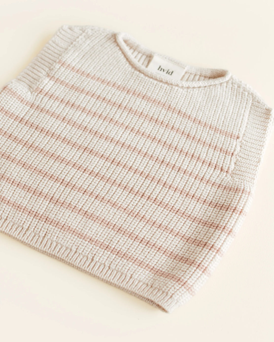 Veste Hvid en laine mérinos rayé  Crème et Abricot