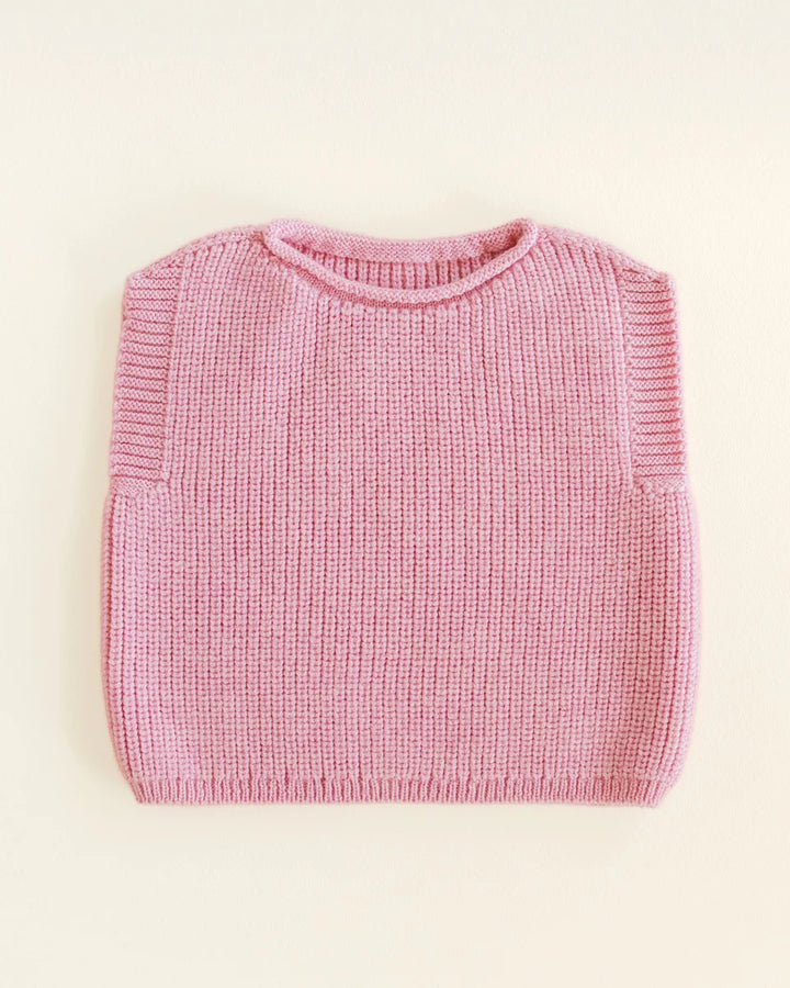 Veste Hvid en laine tricoté rose