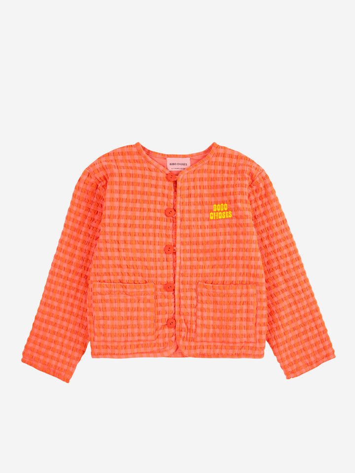 Veste matelassée en coton vichy orange