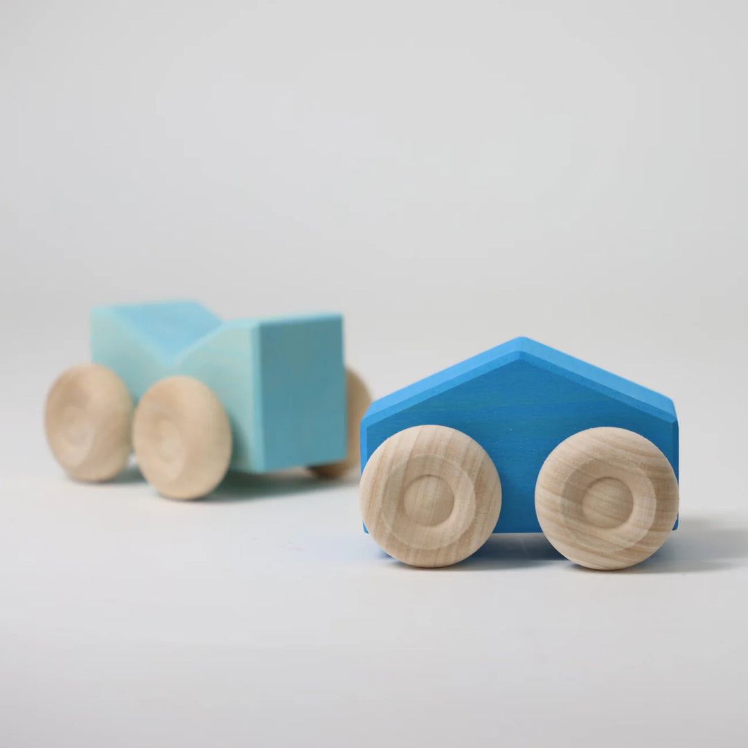 Voitures à empiler en bois bleu