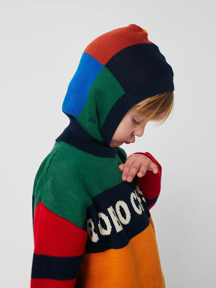 Enfant avec Balaclava tricotée multicolore 