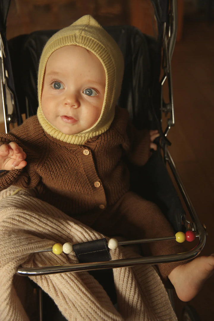 Bébé avec Balaclava tricoté en laine Jaune pâle