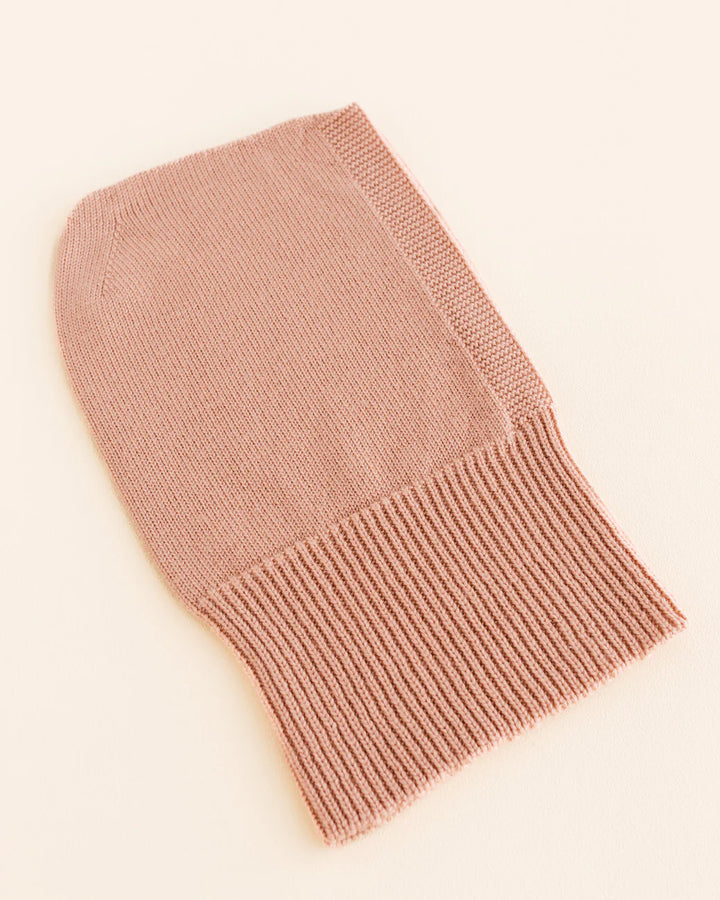 Balaclava tricoté en laine rose