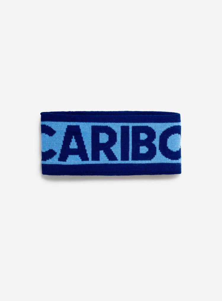 Bandeau en laine indigo et bleu avec logo Caribou