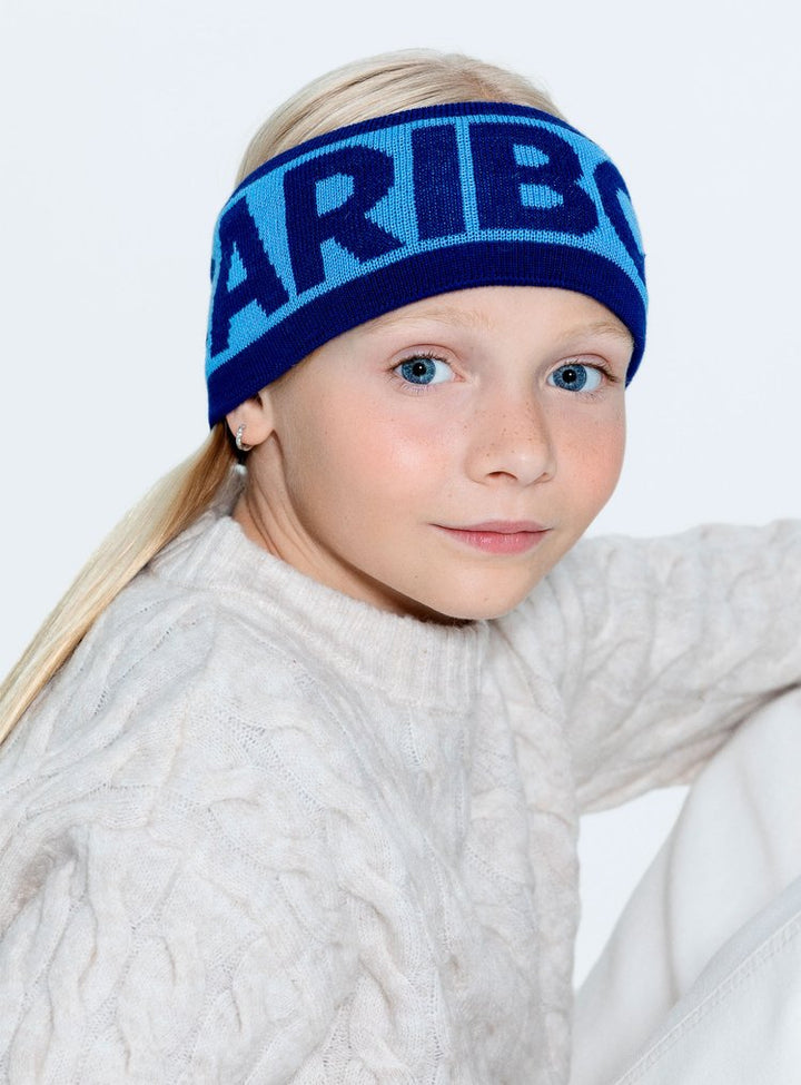 Fille avec Bandeau en laine indigo et bleu avec logo Caribou