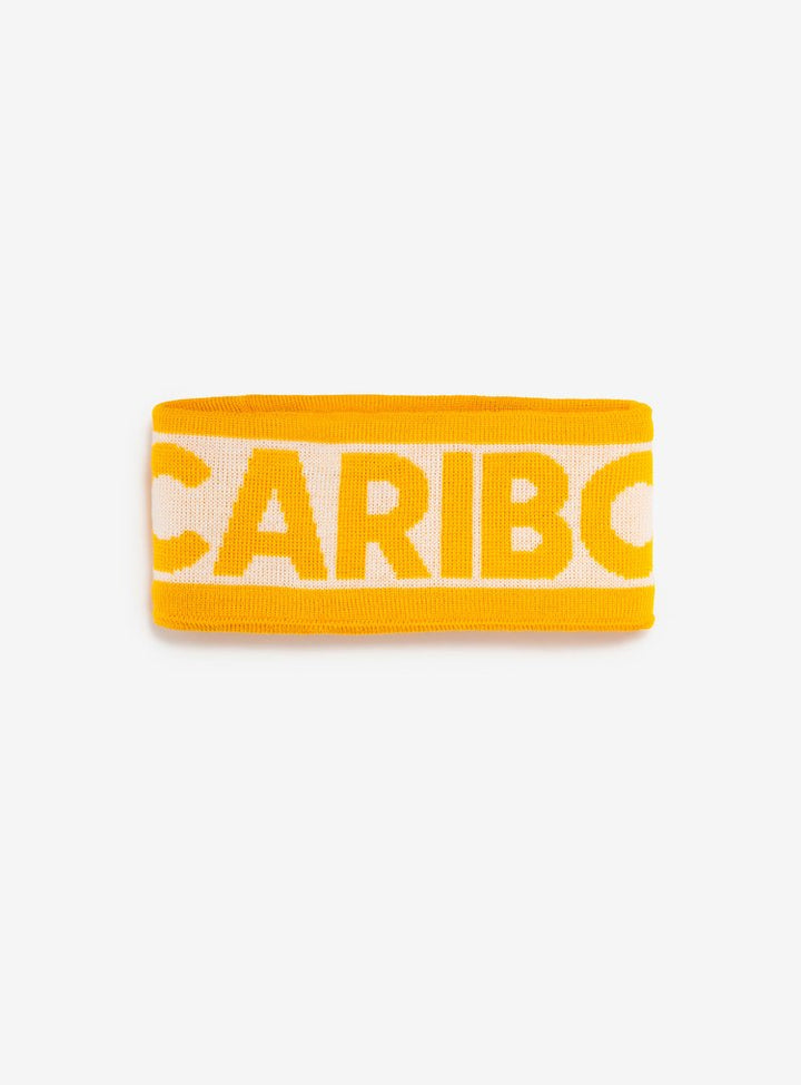 Bandeau en laine jaune avec logo Caribou