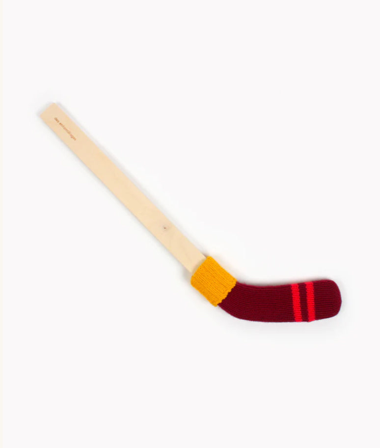 Mini bâton de hockey en bois et tissu Rouge et jaune