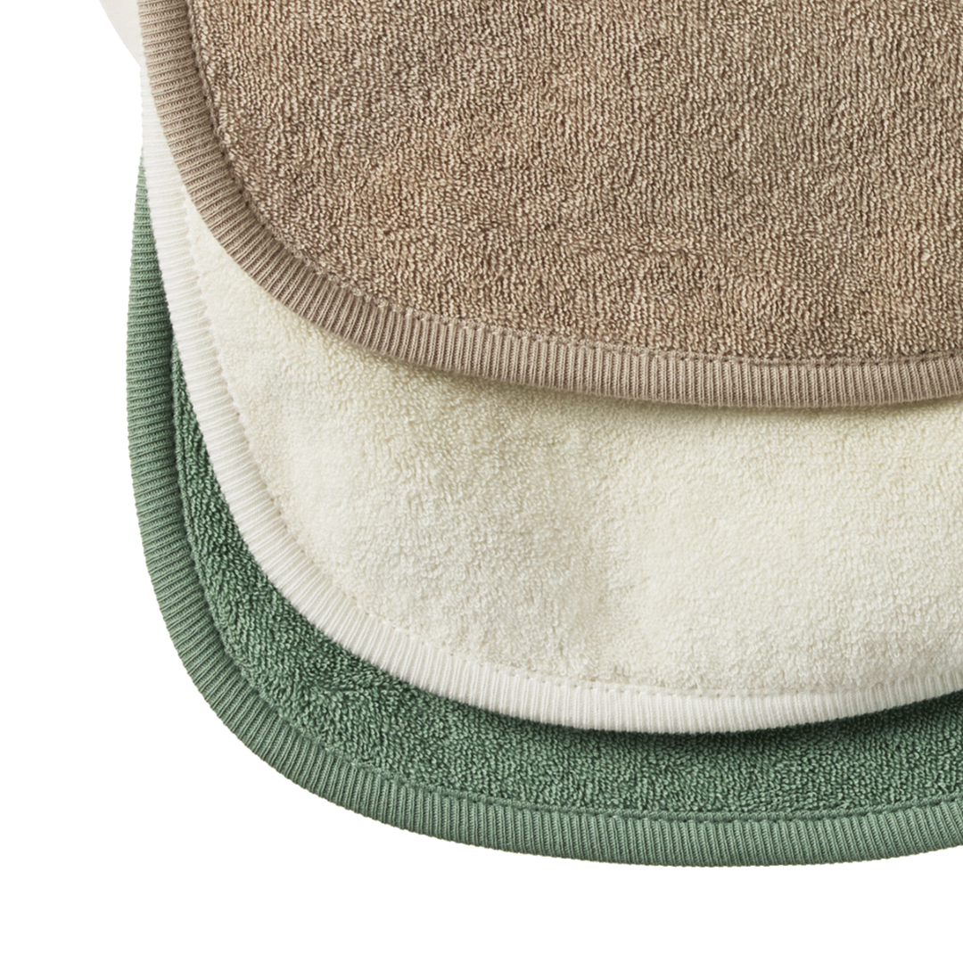 Bavoirs en coton Naturel, Nougat et vert
