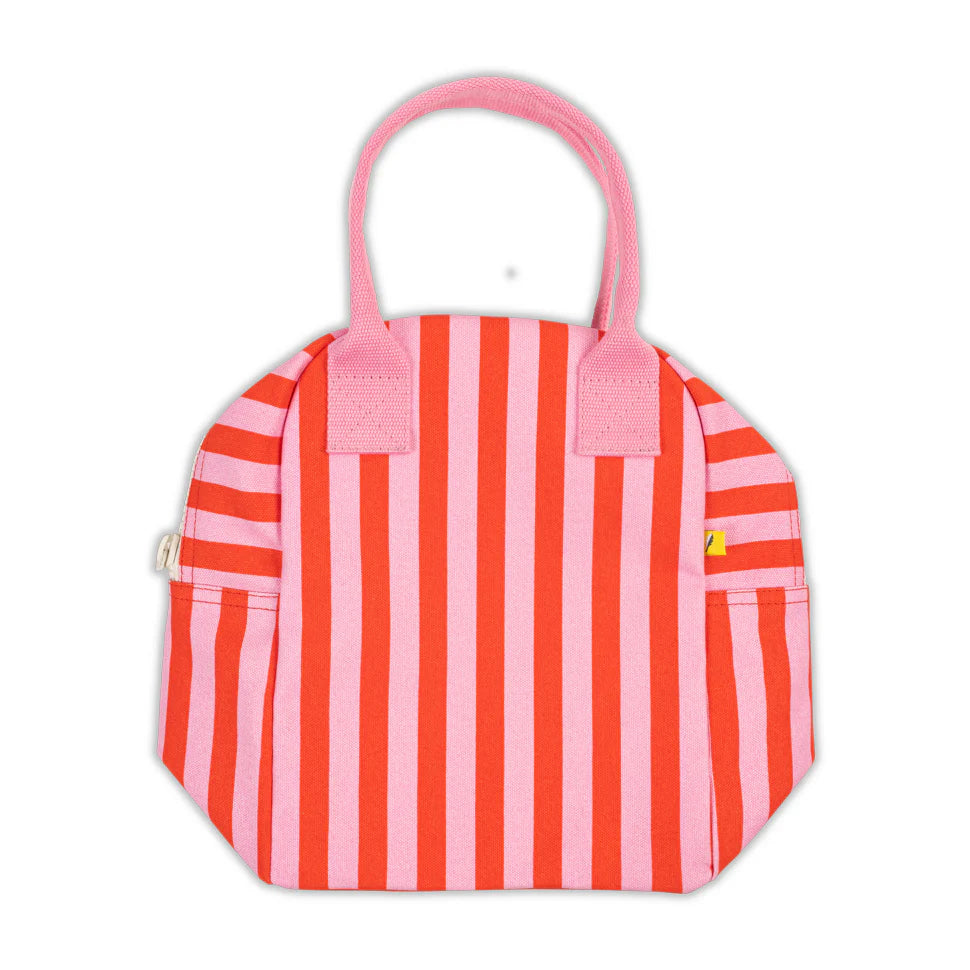 Boîte à lunch Fluf en coton rayé rose pliée 