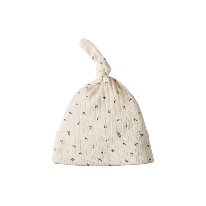 Bonnet noué pointelle avec imprimé floral