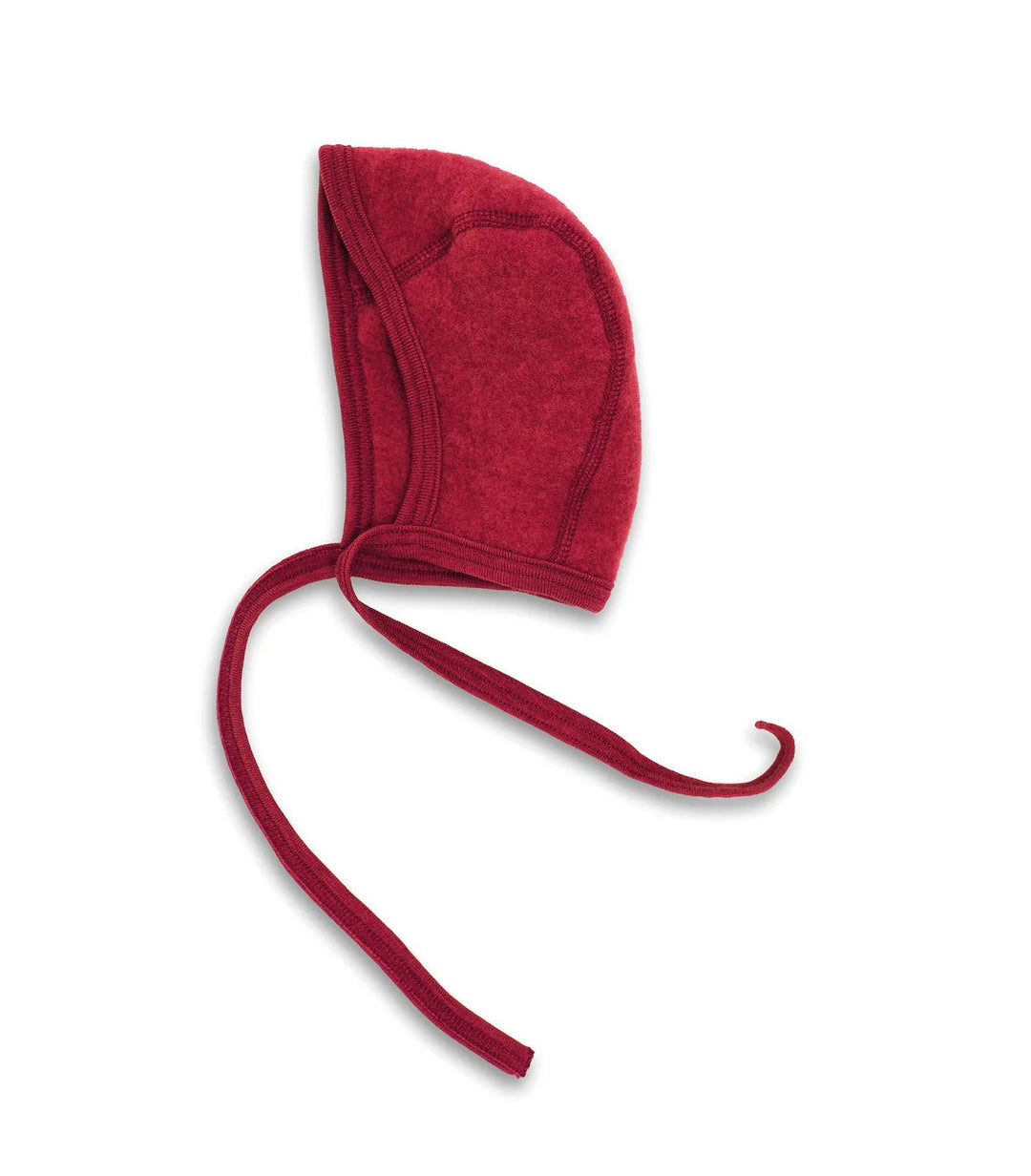 Bonnet en polaire de mérinos rouge