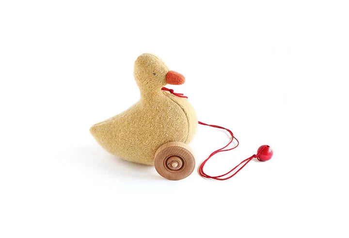 Canard à tirer en laine jaune pâle