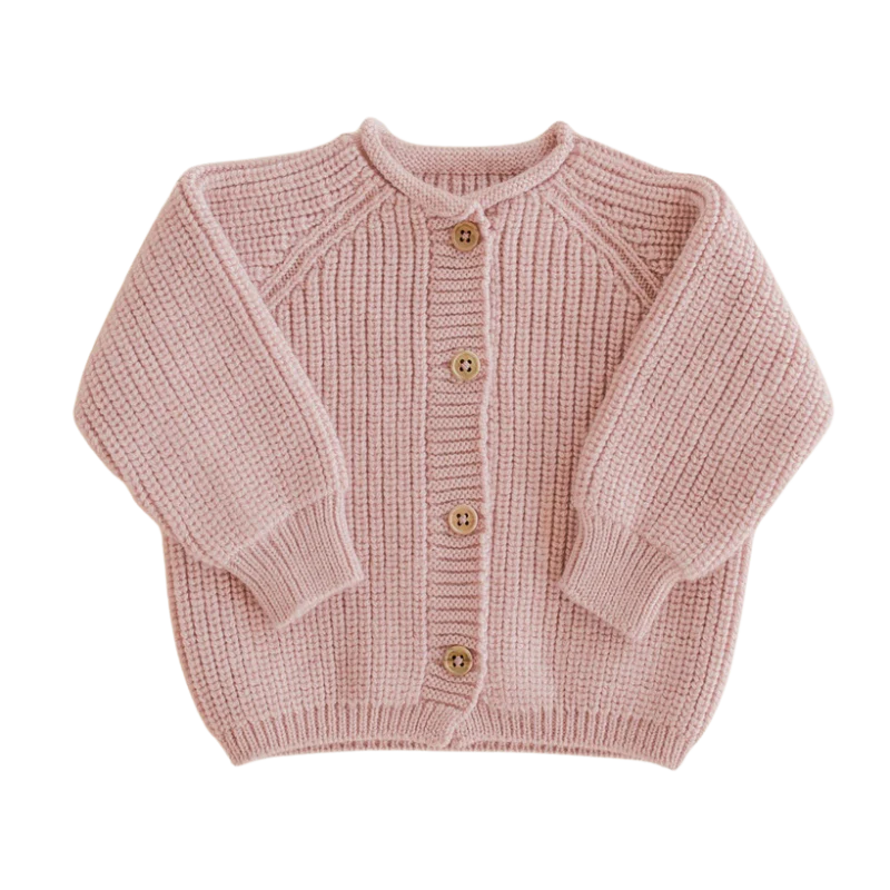 Cardigan Hvid en laine mérinos rose