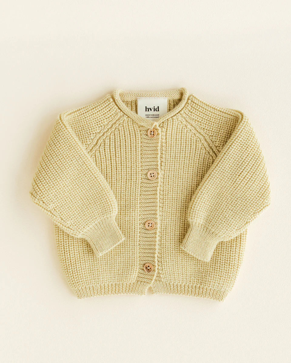 Cardigan Hvid en laine mérinos Jaune pâle