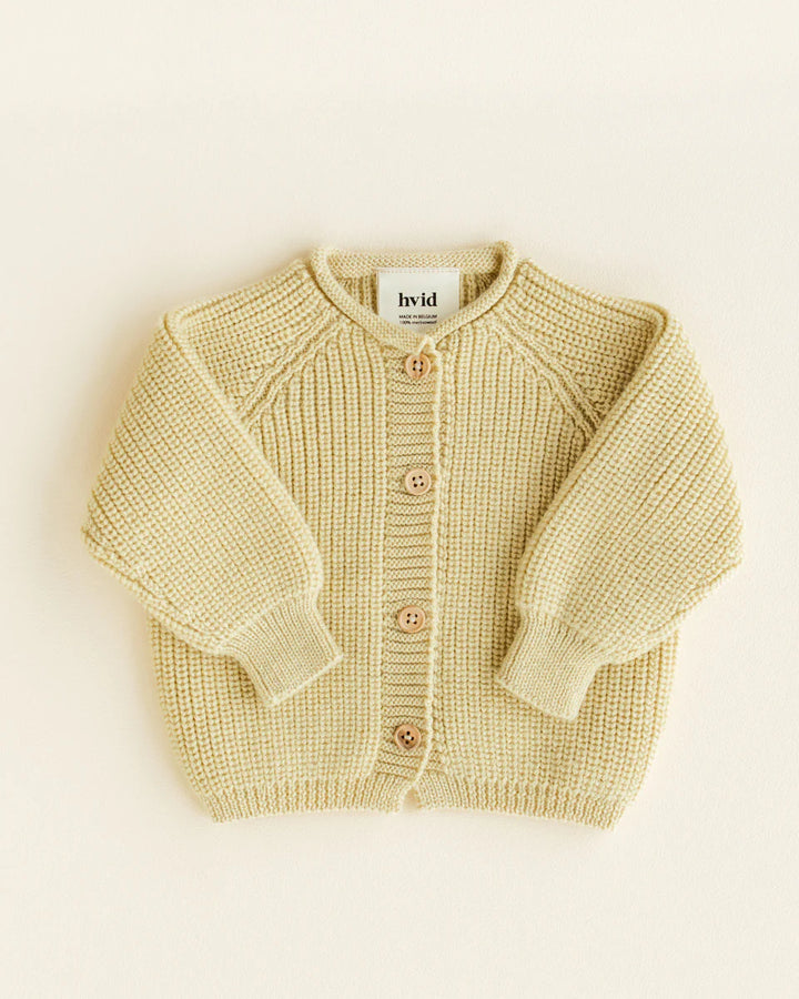 Cardigan Hvid en laine mérinos Jaune pâle