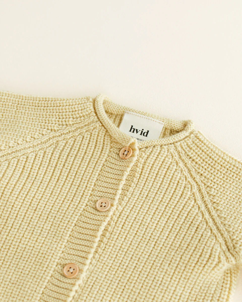 Détail de Cardigan Hvid en laine mérinos Jaune pâle