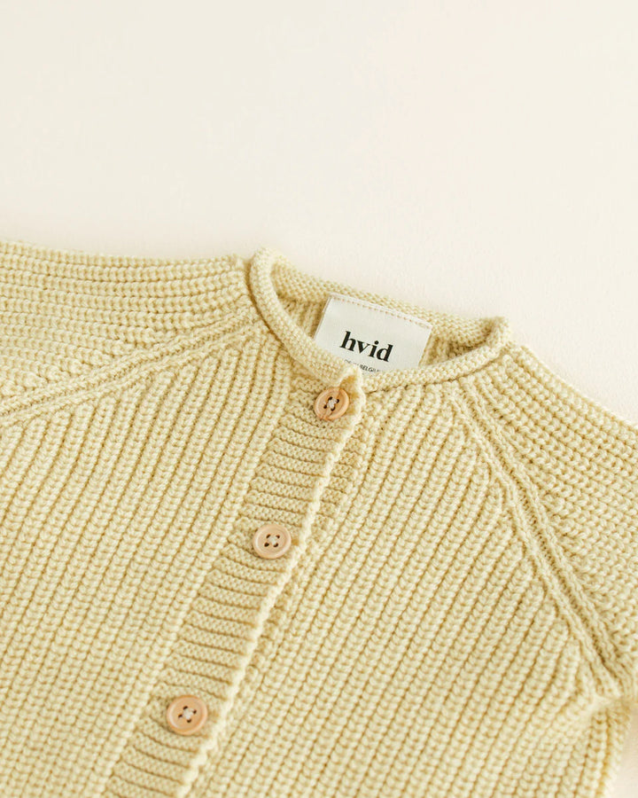Détail de Cardigan Hvid en laine mérinos Jaune pâle