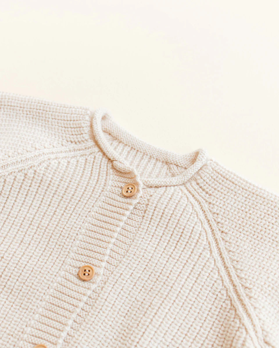 Cardigan Hvid en laine mérinos Crème