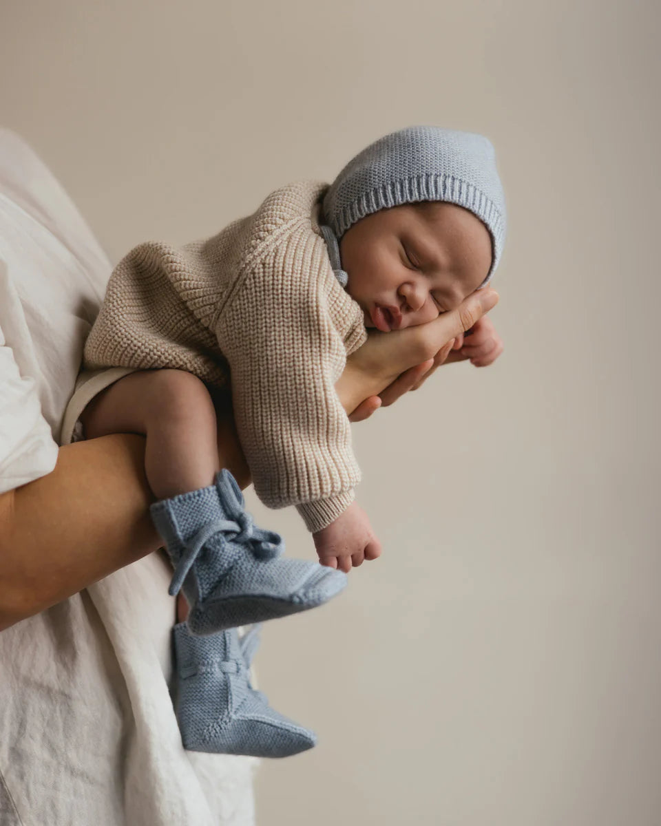 Bébé avec Cardigan Hvid en laine mérinos Crème
