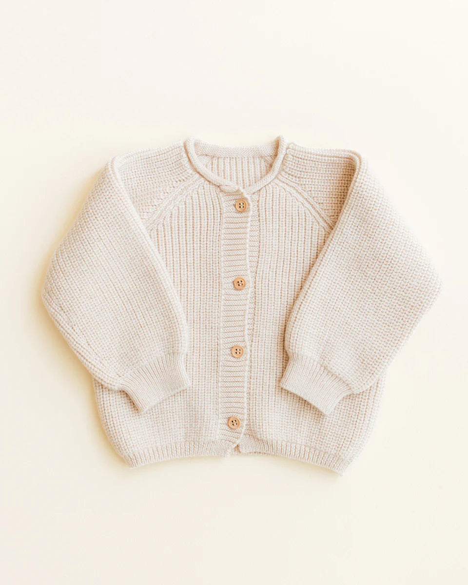 Cardigan Hvid en laine mérinos Crème