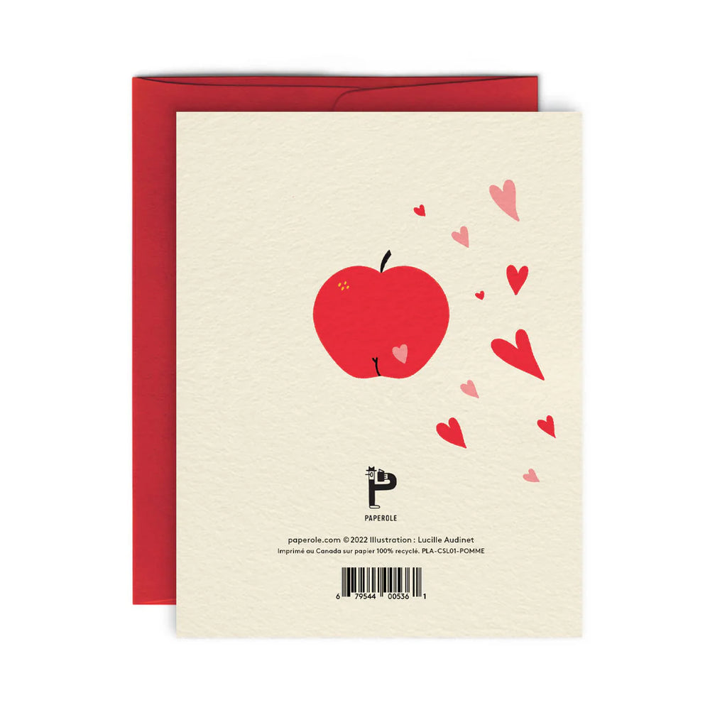 Dos de Mini carte de souhaits Pomme d'amour