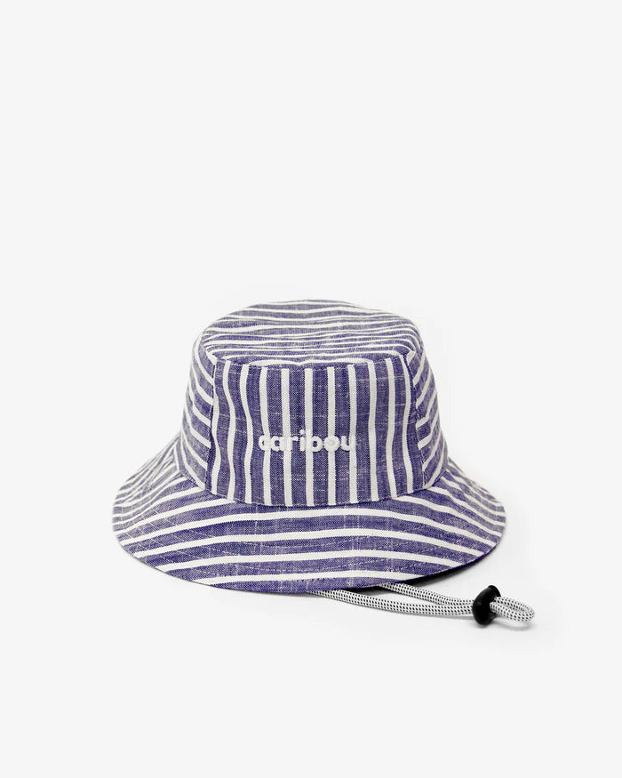 Chapeau soleil Caribou en lin Rayé Indigo