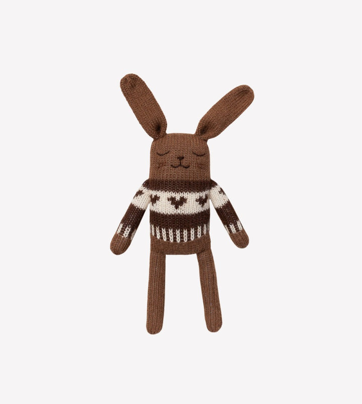 Petit lapin en tricot avec Jacquard mocha foncé