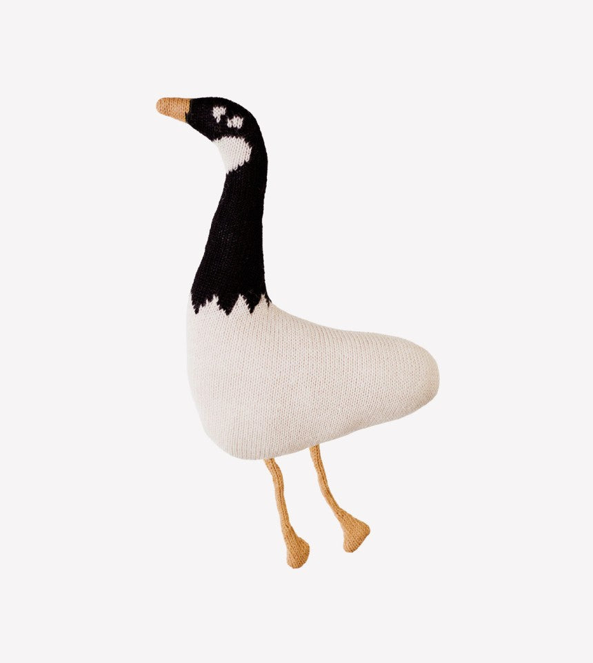 oie en tricot blanc et noir