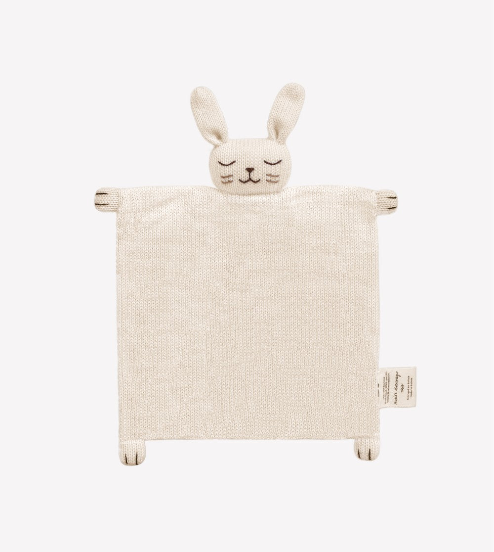 Doudou plat tricoté Lapin écru