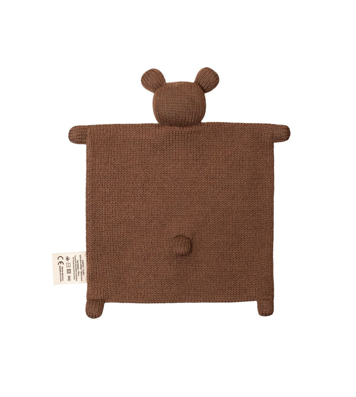 Doudou plat tricoté Ourson brun