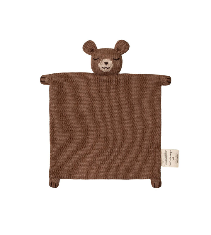 Doudou plat tricoté Ourson brun