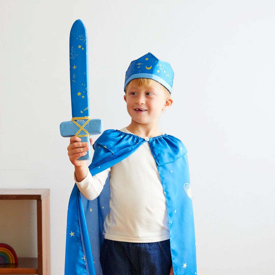 Enfant avec Épée souple en soie bleu avec étoiles