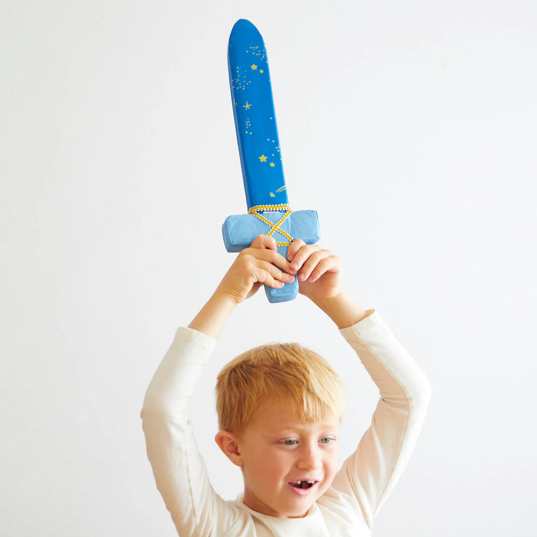 Enfant avec Épée souple en soie bleu avec étoiles