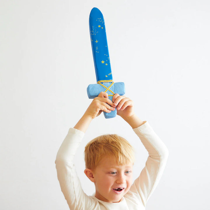 Enfant avec Épée souple en soie bleu avec étoiles