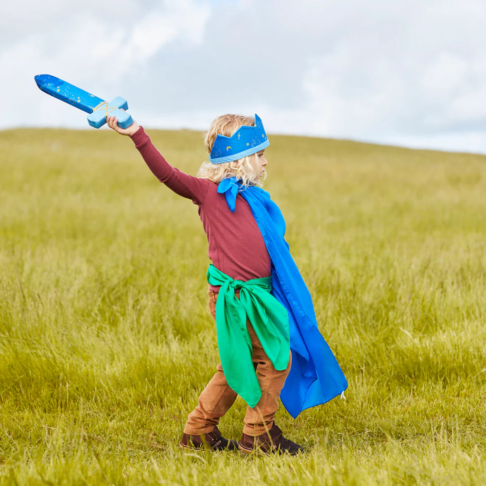 Enfant avec Épée souple en soie bleu avec étoiles