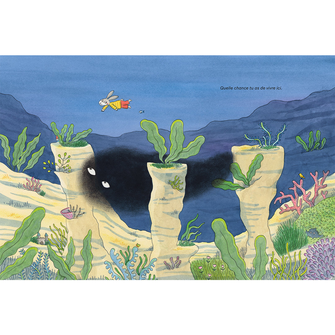 Illustration du Livre jeunesse Flop et le lac de Marianne Dubuc