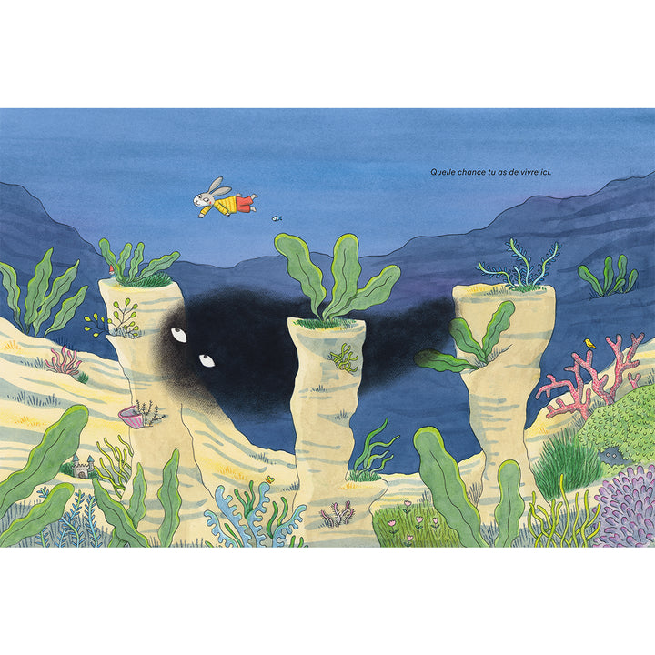 Illustration du Livre jeunesse Flop et le lac de Marianne Dubuc