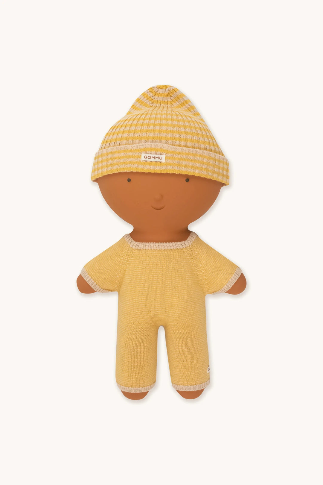 Poupée gommu avec Habits de poupée Gommu en coton tricoté Crème et moutarde