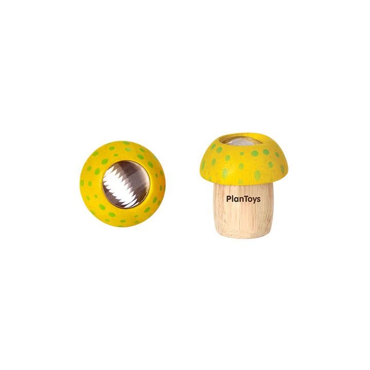 Kaléidoscope champignon en bois Jaune