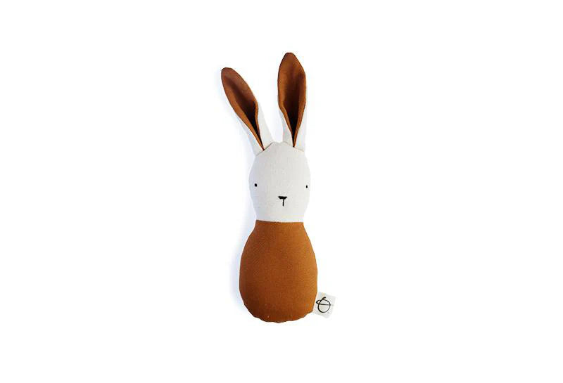 Hochet lapin deux tons rouille